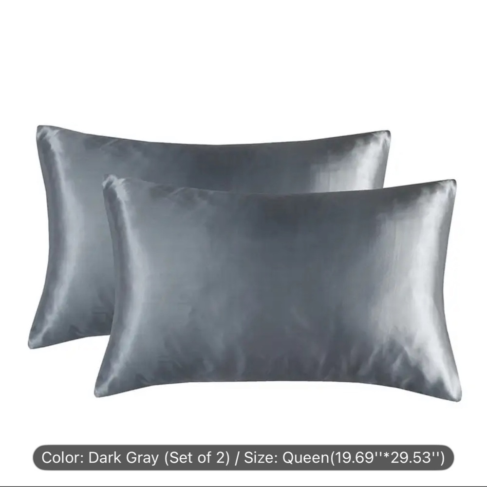 Luxury Dark Gray Satin Pillowcase Set